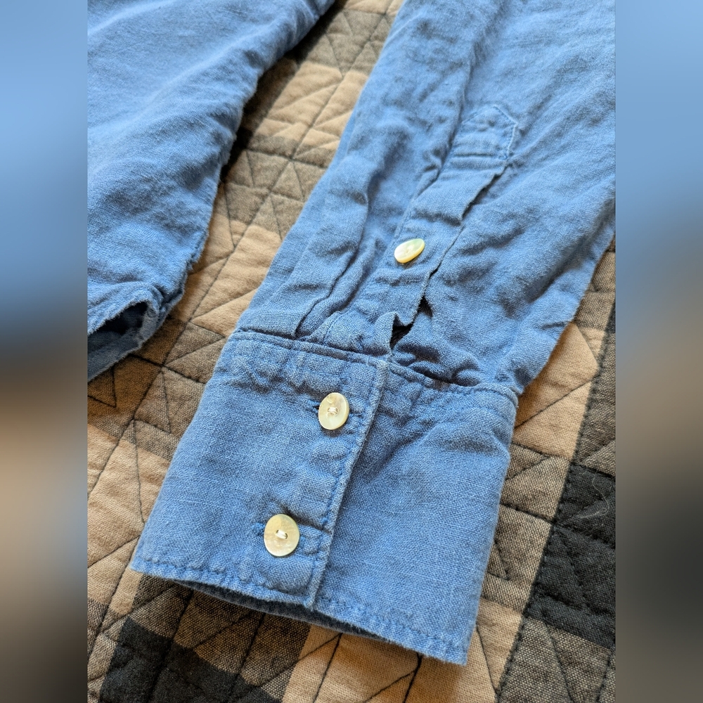 Linen Blue Button Down, S - Picture 9 of 14